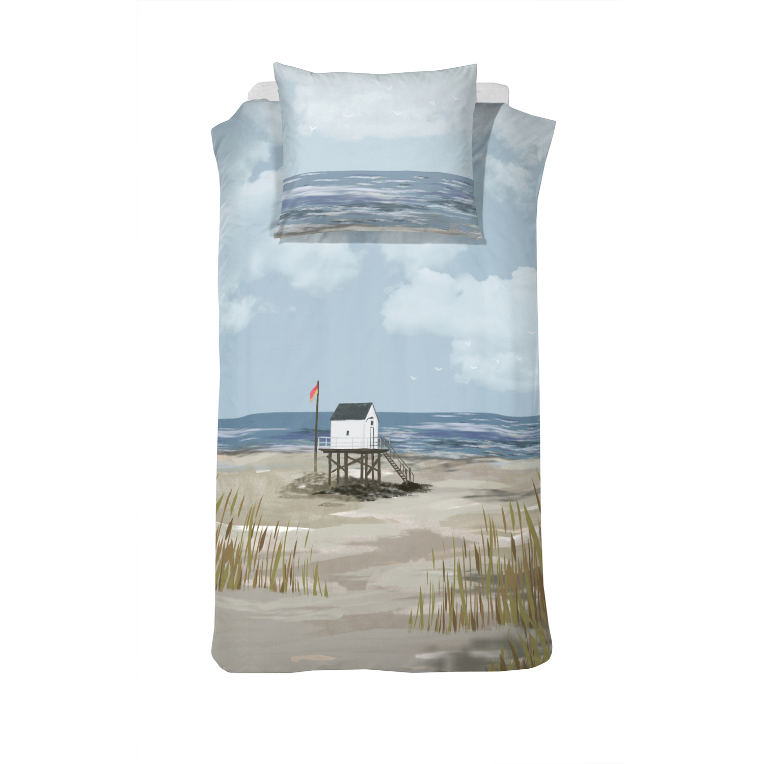 Cinderella Ameland 1-persoons dekbedovertrekset 140x220cm satijn blauw