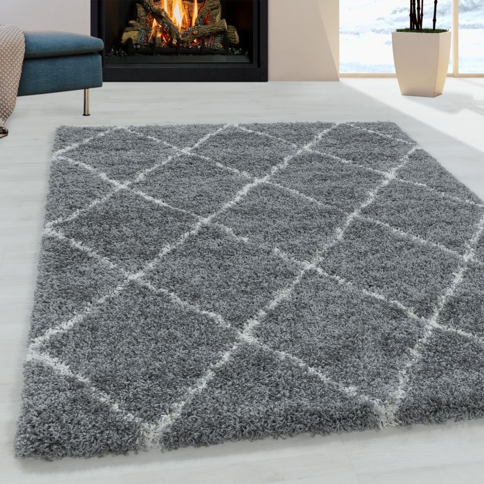 Alvor Shaggy vloerkleed hoogpolig rechthoek 60x110cm grijs