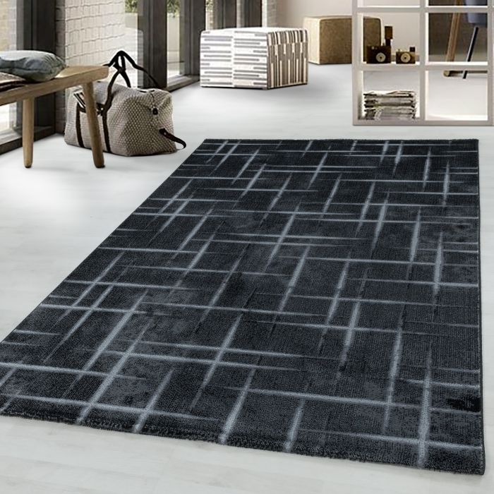 Costa Fisk vloerkleed laagpolig rechthoek 160x230cm zwart
