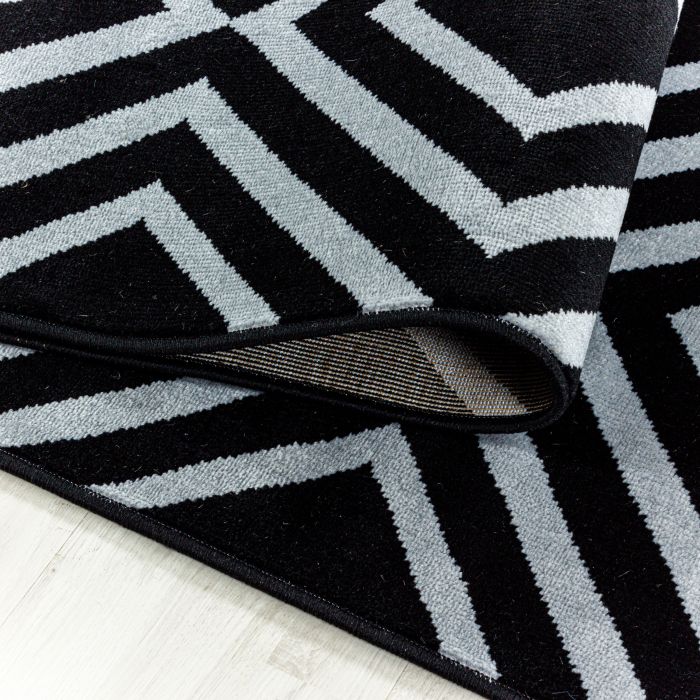 Costa Rhombus vloerkleed laagpolig loper 80x250cm zwart