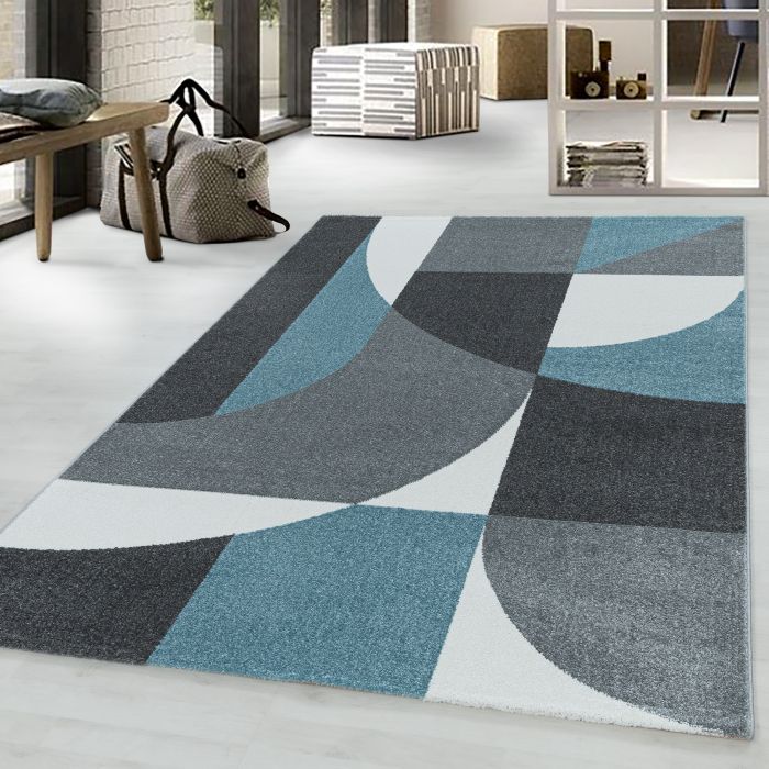 Efor Elips vloerkleed laagpolig rechthoek 240x340cm blauw