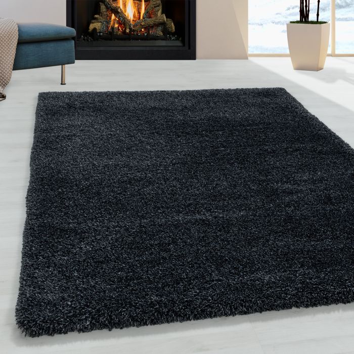 Fluffy Shaggy vloerkleed hoogpolig rechthoek 280x370cm antraciet