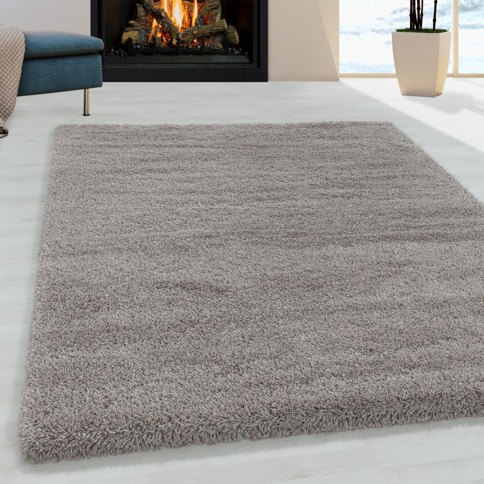 Fluffy Shaggy vloerkleed hoogpolig rechthoek 140x200cm beige
