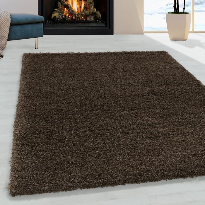 Fluffy Shaggy vloerkleed hoogpolig rechthoek 120x170cm bruin