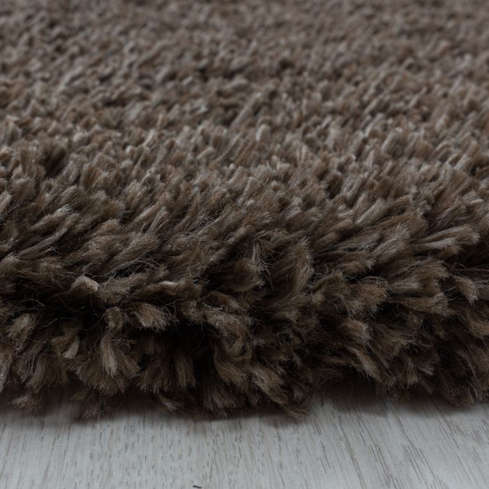 Fluffy Shaggy vloerkleed hoogpolig rond Ø 80cm bruin