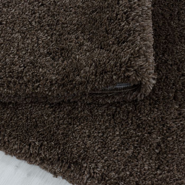 Fluffy Shaggy vloerkleed hoogpolig rond Ø 160cm bruin