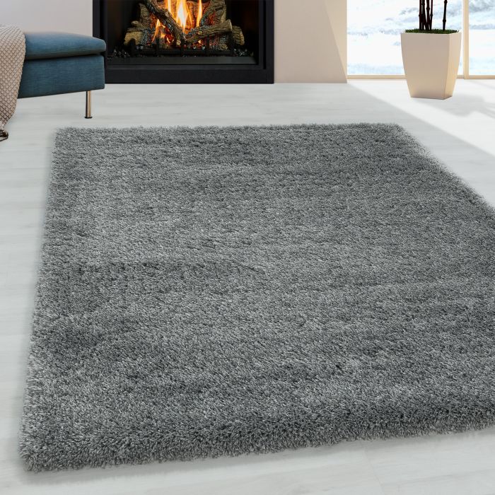 Fluffy Shaggy vloerkleed hoogpolig rechthoek 80x150cm lichtgrijs