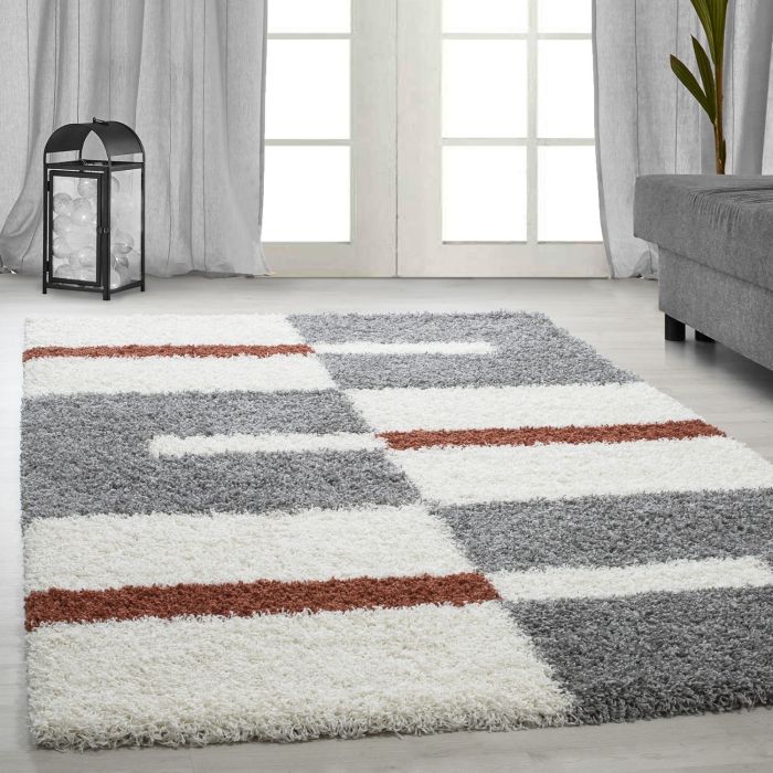 Gala Shaggy vloerkleed hoogpolig rechthoek 80x150cm terra