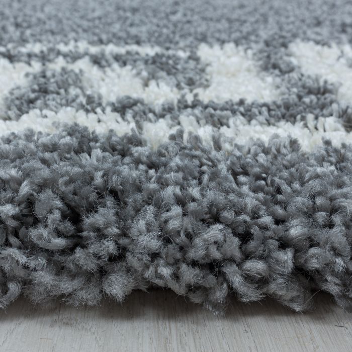 Hera Shaggy vloerkleed hoogpolig loper 80x250cm grijs