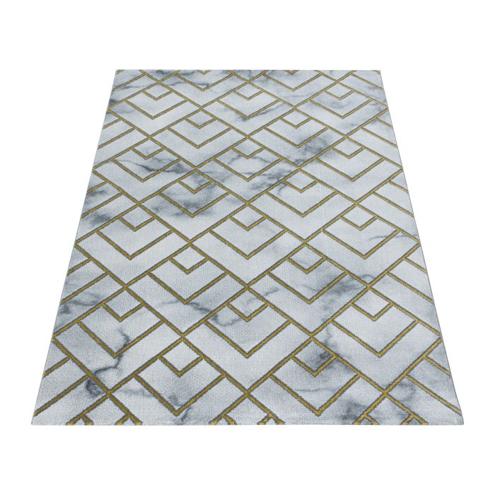 Naxos Parallel W vloerkleed laagpolig rechthoek 140x200cm goud