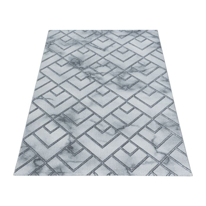 Naxos Parallel W vloerkleed laagpolig rechthoek 200x290cm zilverkleur