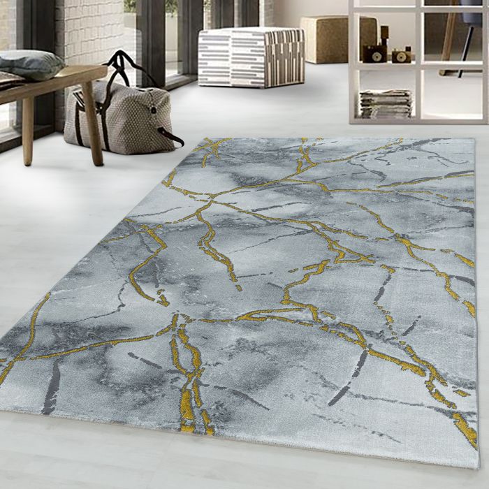 Naxos Marmer vloerkleed laagpolig rechthoek 80x150cm goud