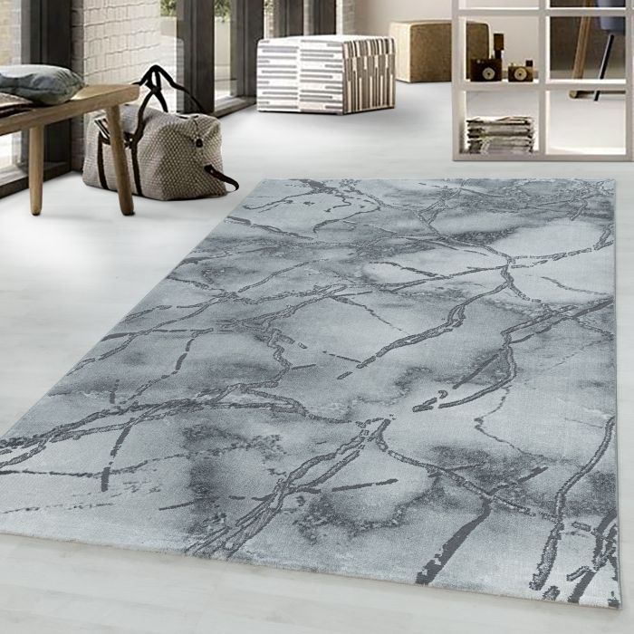 Naxos Marmer vloerkleed laagpolig rechthoek 120x170cm zilverkleur