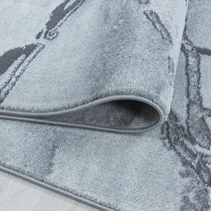 Naxos Marmer vloerkleed laagpolig rechthoek 120x170cm zilverkleur