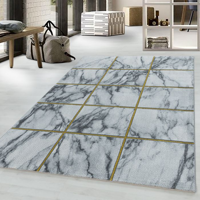 Naxos Tegel vloerkleed laagpolig rechthoek 160x230cm goud