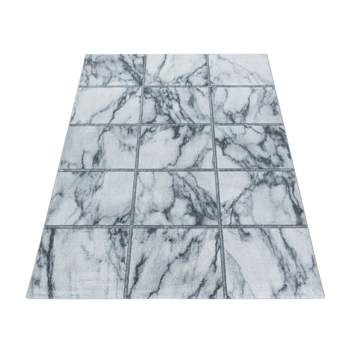 Naxos Tegel vloerkleed laagpolig loper 80x250cm zilverkleur
