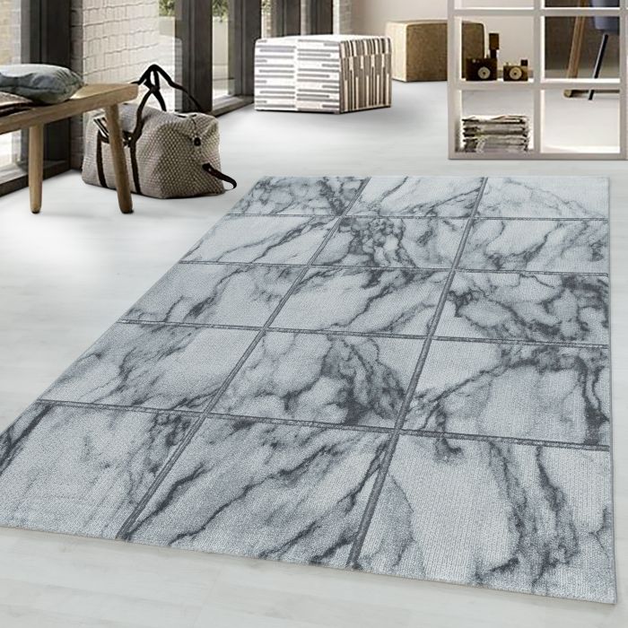 Naxos Tegel vloerkleed laagpolig rechthoek 160x230cm zilverkleur