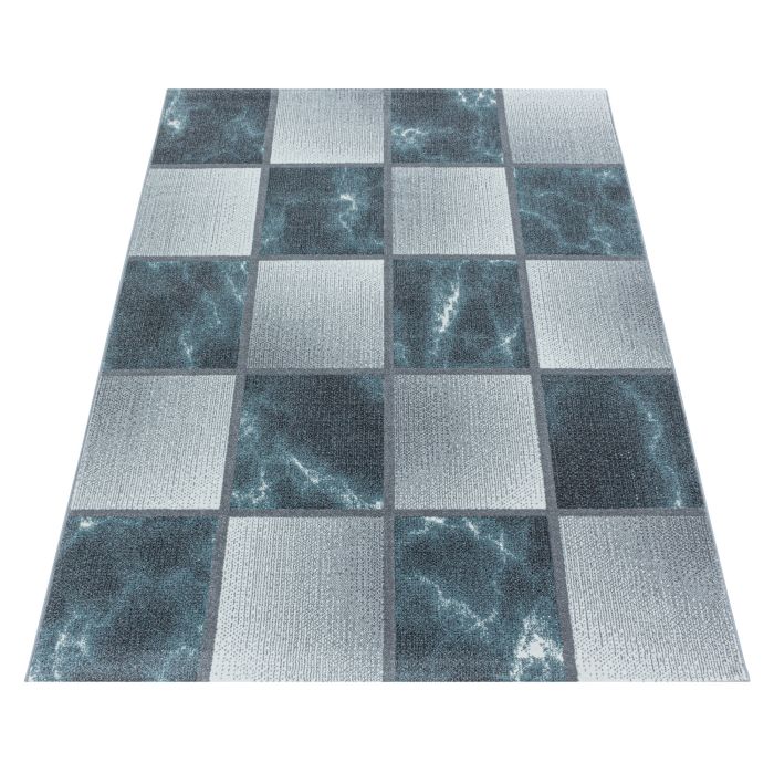 Ottawa Blok vloerkleed laagpolig rechthoek 140x200cm blauw