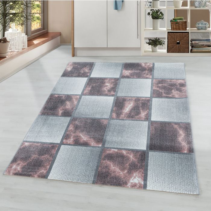 Ottawa Blok vloerkleed laagpolig rechthoek 160x230cm roos