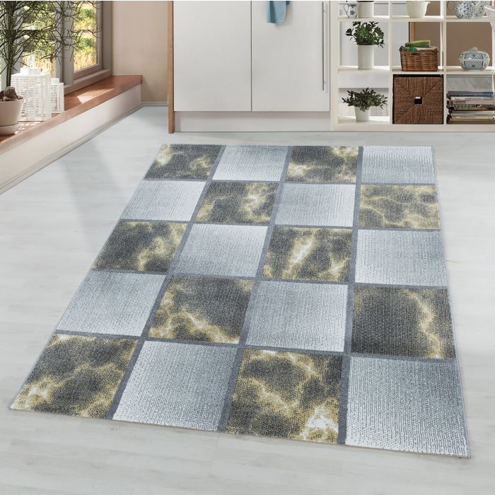 Ottawa Blok vloerkleed laagpolig loper 80x250cm geel