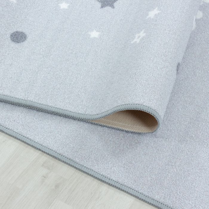 Play Twinkel Twinkel Kleine Ster antislip kinderkamer vloerkleed lussenpolig rechthoek 140x200cm grijs