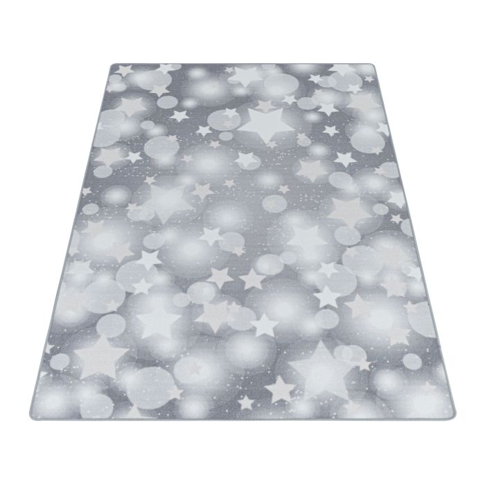 Play Sterren antislip kinderkamer speelkleed lussenpolig rechthoek 120x170cm grijs