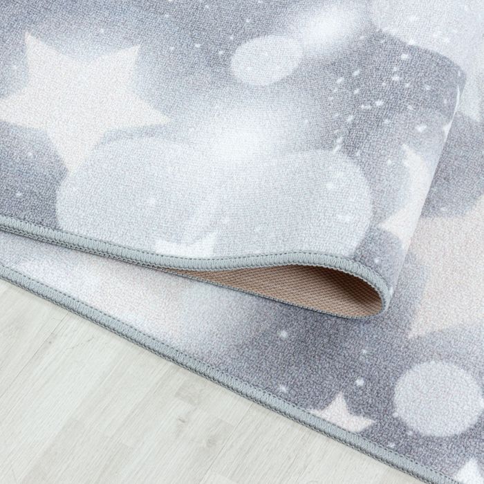 Play Sterren antislip kinderkamer speelkleed lussenpolig rechthoek 200x290cm grijs