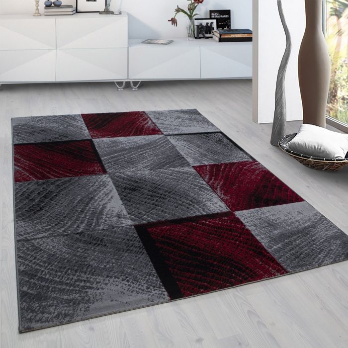 Plus Blok vloerkleed laagpolig rechthoek 120x170cm rood