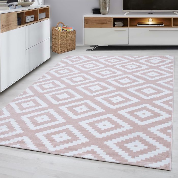 Plus Rhombus vloerkleed laagpolig rechthoek 160x230cm roze