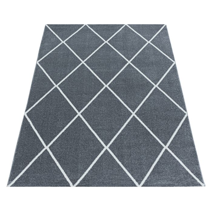 Rio Diago vloerkleed hoogpolig rechthoek 200x290cm zilverkleur