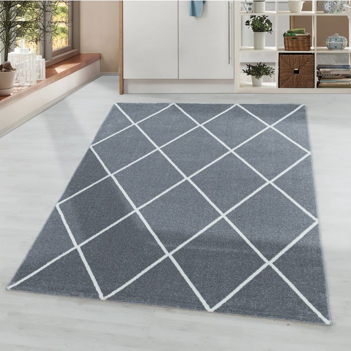 Rio Diago vloerkleed hoogpolig rechthoek 200x290cm zilverkleur