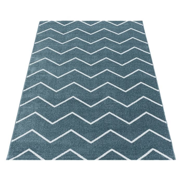 Rio Zigzag vloerkleed hoogpolig rechthoek 80x150cm blauw