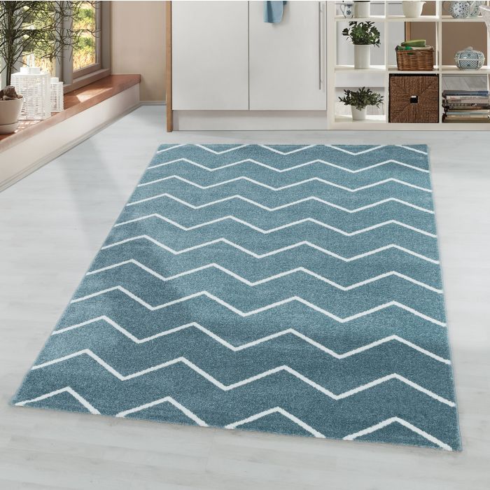 Rio Zigzag vloerkleed hoogpolig rechthoek 160x230cm blauw