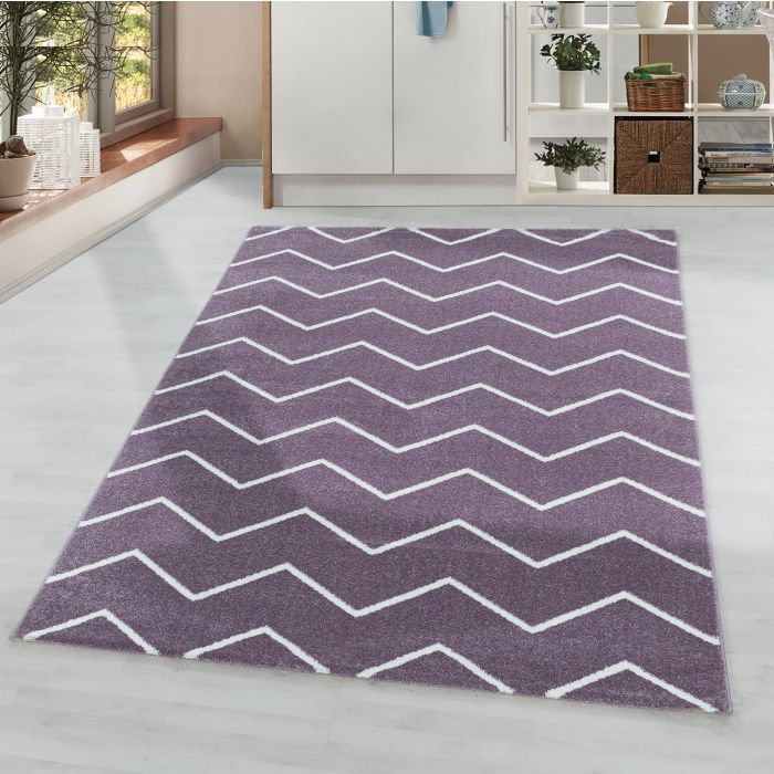 Rio Zigzag vloerkleed hoogpolig rechthoek 80x150cm lila
