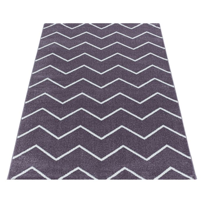 Rio Zigzag vloerkleed hoogpolig loper 80x250cm lila