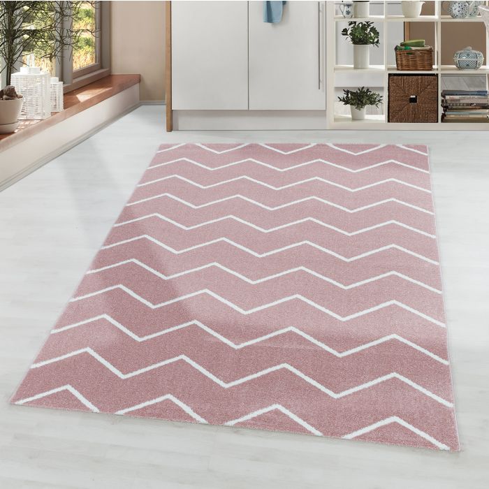 Rio Zigzag vloerkleed hoogpolig rechthoek 240x340cm roos