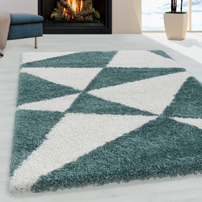 Tango Shaggy vloerkleed hoogpolig rechthoek 60x110cm blauw