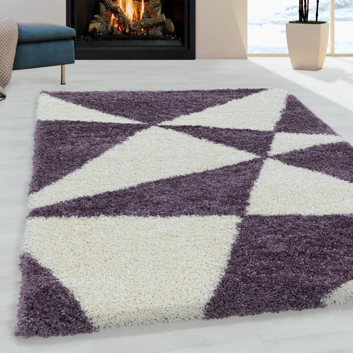 Tango Shaggy vloerkleed hoogpolig rechthoek 120x170cm lila