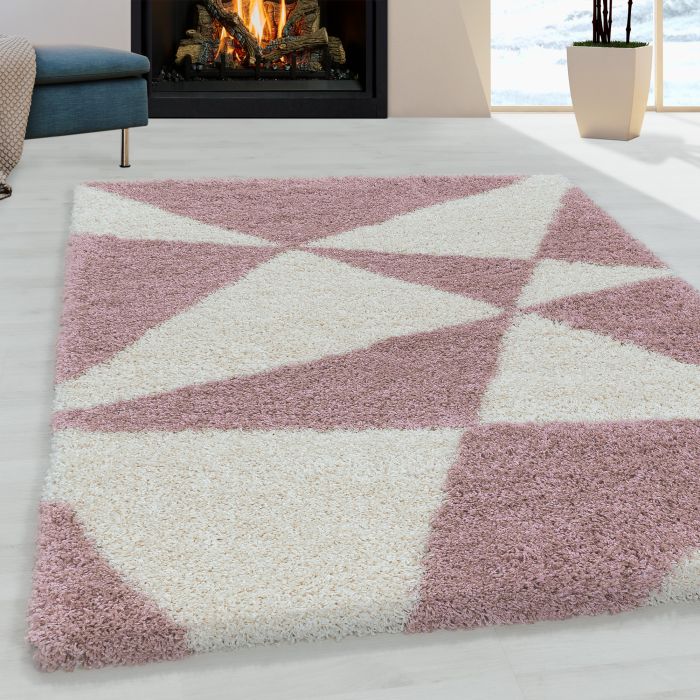 Tango Shaggy vloerkleed hoogpolig rechthoek 120x170cm roos