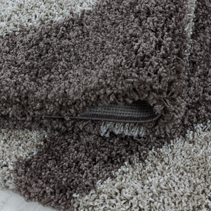 Tango Shaggy vloerkleed hoogpolig rond Ø 120cm taupe