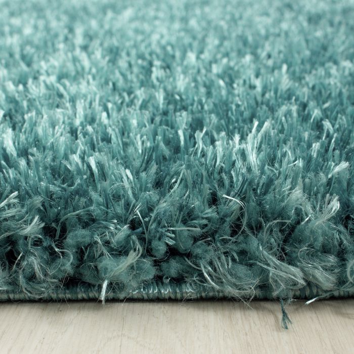 Brilliant Shaggy vloerkleed hoogpolig rond Ø 200cm aqua blauw