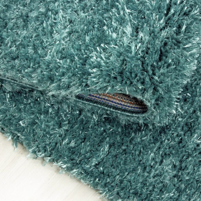 Brilliant Shaggy vloerkleed hoogpolig rond Ø 200cm aqua blauw