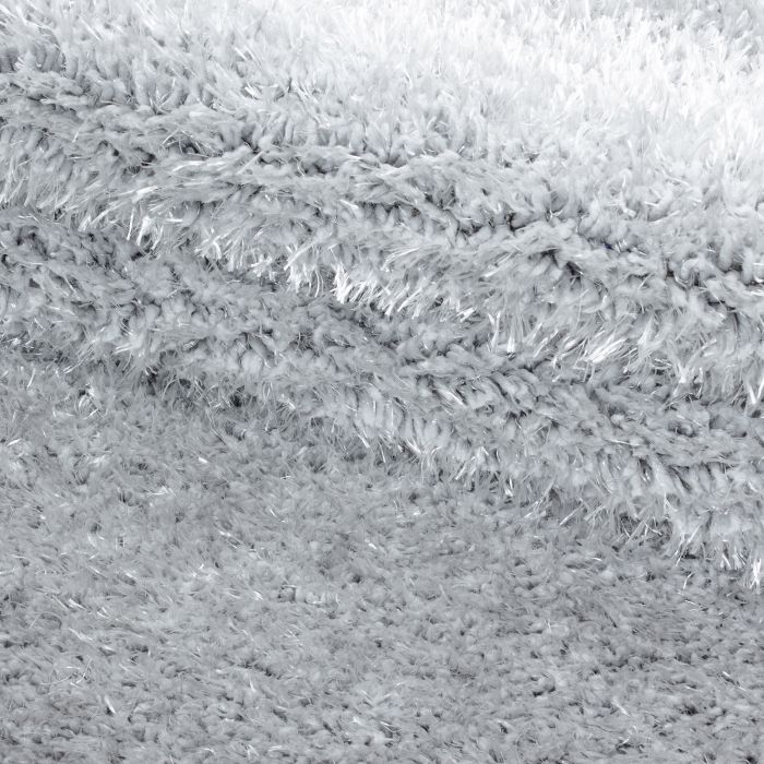 Brilliant Shaggy vloerkleed hoogpolig rond Ø 200cm zilverkleur