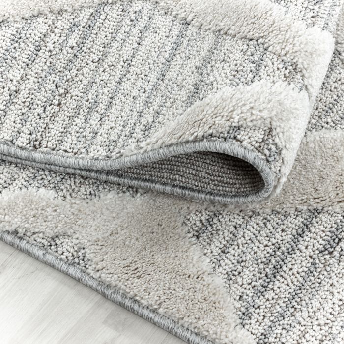 Pisa Rhombus vloerkleed hoogpolig rond Ø 80cm grijs