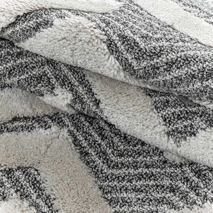 Pisa Zigzag vloerkleed hoogpolig rechthoek 160x230cm grijs