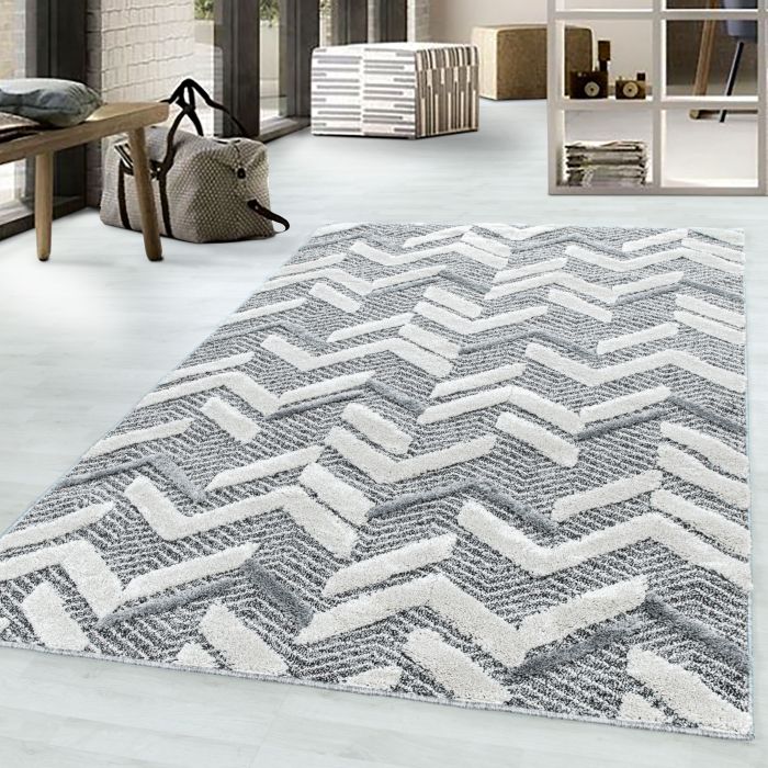 Pisa Zigzag vloerkleed hoogpolig rechthoek 280x370cm grijs