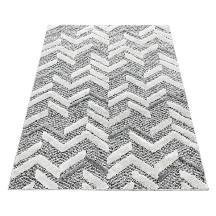 Pisa Zigzag vloerkleed hoogpolig rechthoek 280x370cm grijs