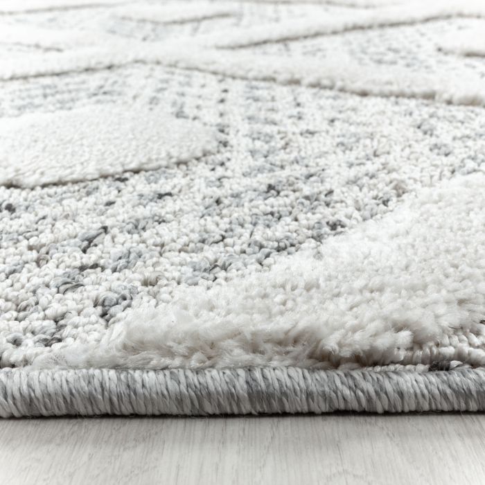 Pisa Rheng vloerkleed hoogpolig rechthoek 60x110cm grijs