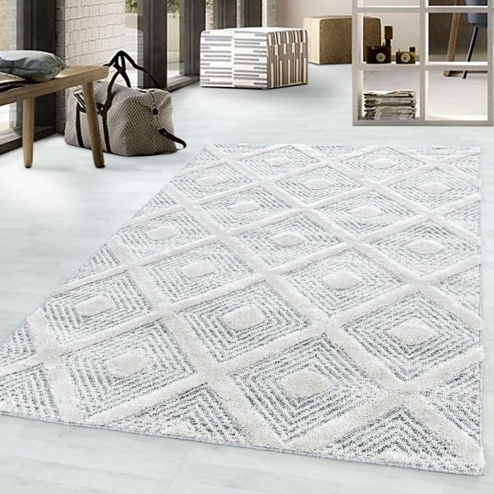 Pisa Rheng vloerkleed hoogpolig rechthoek 240x340cm grijs
