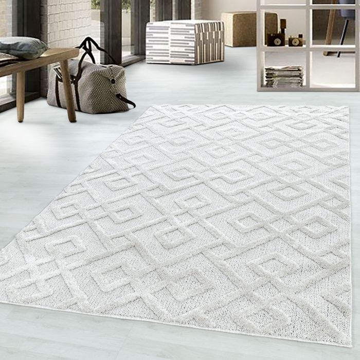 Pisa Square vloerkleed hoogpolig rechthoek 120x170cm crème
